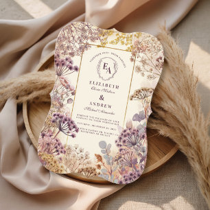Dusty Purple Botanical Classic Wedding Invitation