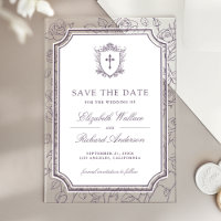 Dusty Purple Catholic Wedding Save the Date