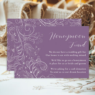Dusty Purple Elegant Floral Wedding Honeymoon Fund Enclosure Card