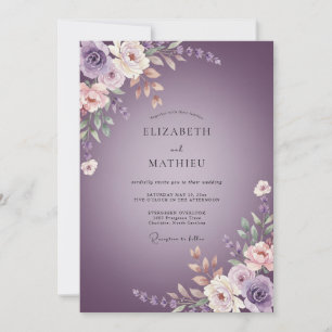 Dusty Purple Ethereal Floral Wedding Invitation