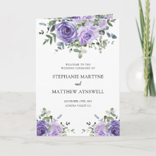 Dusty Purple Eucalyptus Botanical Wedding Programme