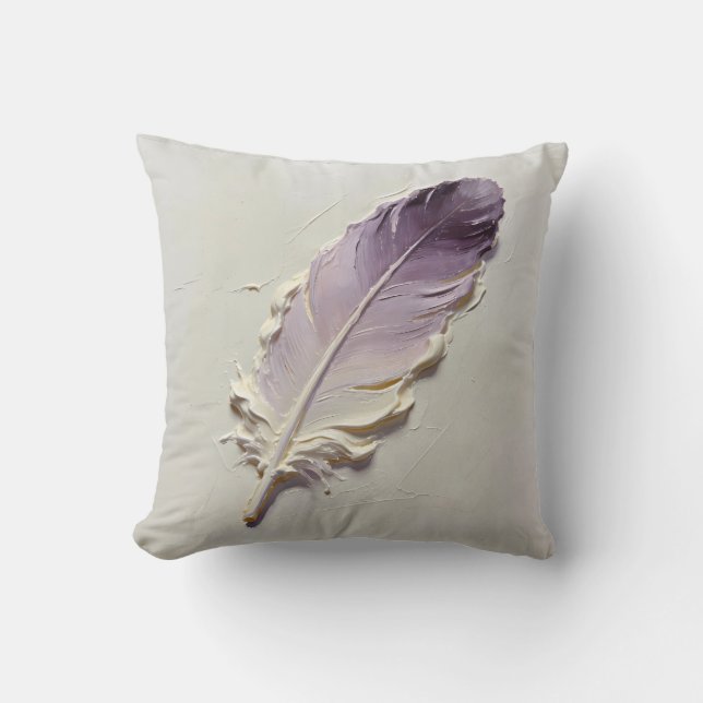 Dusty Purple Feather Lavender Modern Decor Cushion (Front)
