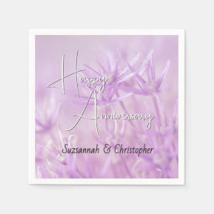 Dusty Purple Floral Background Anniversary Napkin