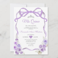 Dusty Purple Floral Bow Ribbon Silver Mis Quince