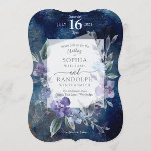 Dusty Purple Floral Garden Wedding Invitation, Invitation