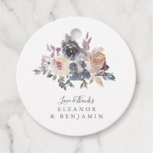 Dusty Purple Floral Watercolor Custom Wedding Favour Tags