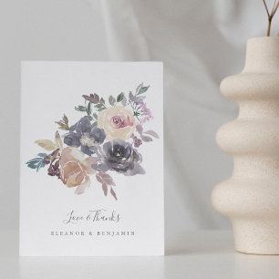Dusty Purple Floral Watercolor Custom Wedding Thank You Card