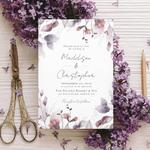 Dusty Purple Floral Wedding Invitation