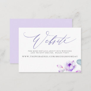 Dusty Purple Floral Wedding Website Card
