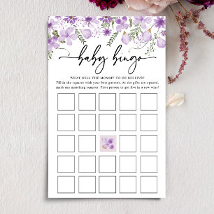 Dusty Purple Florals Baby Bingo Baby Shower Game