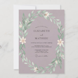 Dusty Purple Foliage Eucalyptus Wedding Invitation
