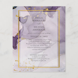 Dusty Purple Gold Alcohol INK Abstract Wedding Flyer