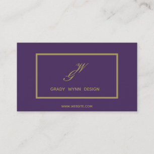 dusty purple gold monogram logo business card