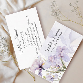 Dusty Purple Iris Watercolor Romantic Floral Calling Card