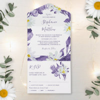 Dusty Purple Iris White Daisy Botanical Wedding