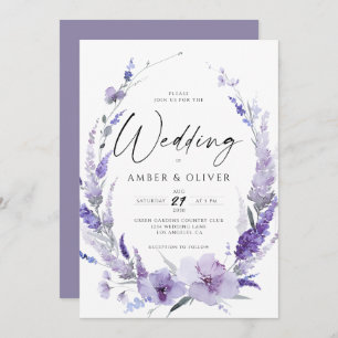 Dusty Purple Lavender Elegant Modern Wedding Invitation