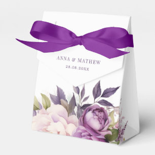 Dusty Purple Lavender Floral Boho monogram wedding Favour Box