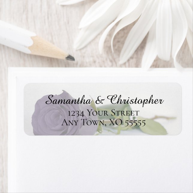 Dusty Purple Lavender Rose Wedding Return Address (Insitu)