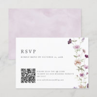 Dusty Purple Lavender Wildflower  Wedding QR Code