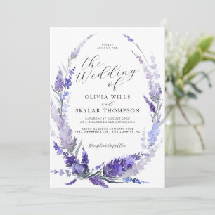 Dusty Purple Lilac Lavender Floral Mauve Wedding  Invitation