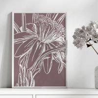 Dusty Purple Minimalist Botanical Floral Line Art