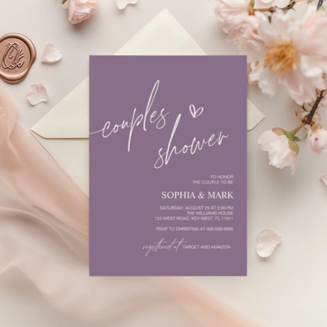Dusty Purple Minimalist Couples Shower Invitation (Creator Uploaded)
