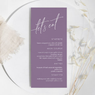 Dusty Purple Minimalist Wedding Menu