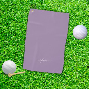 Dusty Purple Modern Girly Monogram Name Golf Towel