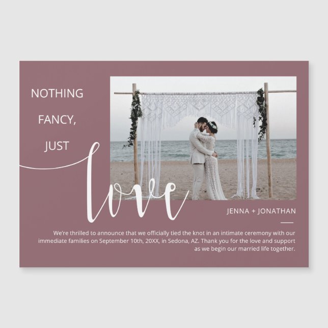 Dusty Purple Modern Minimal Script Photo Magnet (Front)