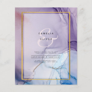 Dusty Purple Navy Blue Gold INK Wedding INVITE Flyer