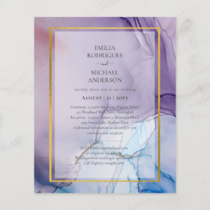 Dusty Purple Navy Blue Gold INK Wedding INVITE Flyer