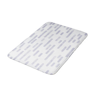 Dusty Purple on White Rounded Lines Pattern Bath Mat