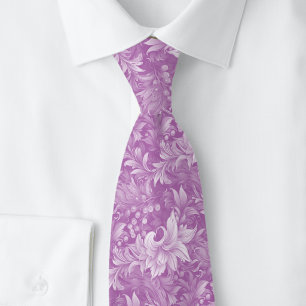 Dusty Purple Ornate Botanical Tie