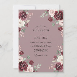 Dusty Purple Peony Wedding Invitation
