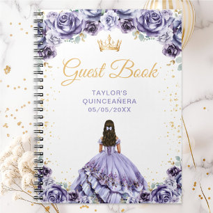 Dusty Purple Princess Quinceañera Guest Book