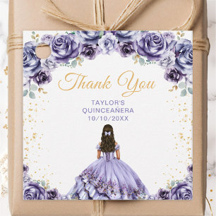 Dusty Purple Princess Quinceañera Thank You Favour Tags