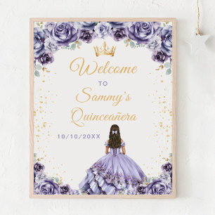 Dusty Purple Princess Quinceañera Welcome Poster
