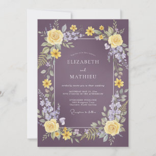 Dusty Purple Radiant Floral Wedding Invitation