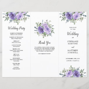 Dusty Purple Rose Eucalyptus Order of Service