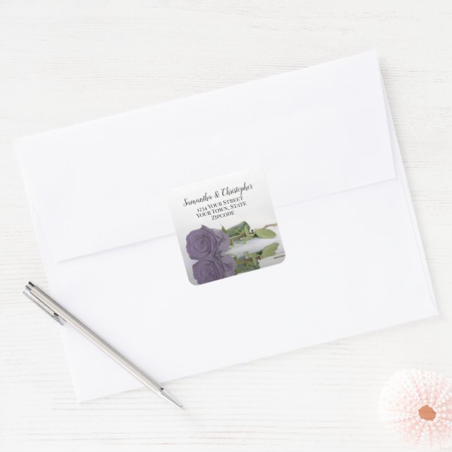 Dusty Purple Rose Return Address Envelope Seal (Envelope)