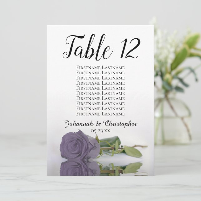 Dusty Purple Rose Table Seating Chart Large (Standing Front)