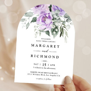 Dusty Purple Rustic Floral Arch Wedding  Invitation
