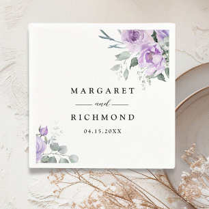 Dusty Purple Rustic Floral Wedding Napkin