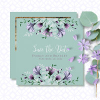 Dusty Purple Sage Green Botanical Save the Date