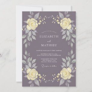 Dusty Purple Serene Botanical Wedding Invitation