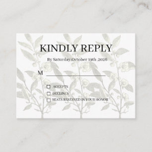 Dusty Purple Silver Gray Floral Rustic RSVP Card