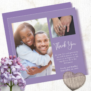 Dusty Purple Simple Minimalist Wedding Thank You  Invitation