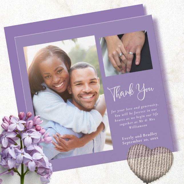 Dusty Purple Simple Minimalist Wedding Thank You  Invitation (Creator Uploaded)