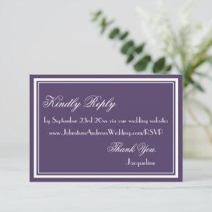 Dusty Purple Simple Script Wedding Website RSVP Enclosure Card