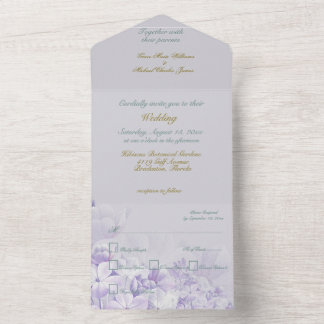 Dusty Purple Spring Flowers Wedding ALL-IN-ONE All In One Invitation